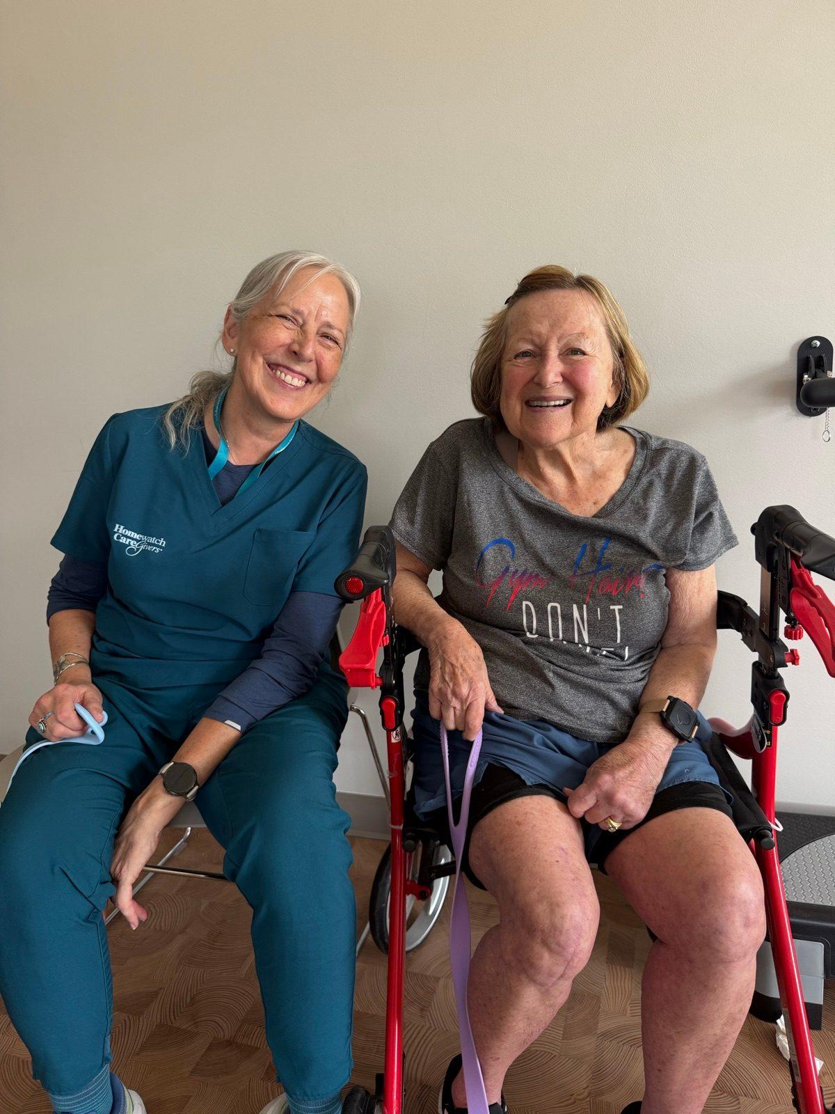 TogetherWON client Brenda smiling beside her caregiver